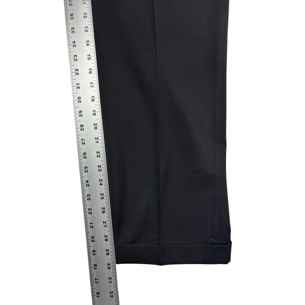 vtg 90s Black Double Breasted 38S 34x30 2pc Pant Suit Wool Pleated Cuffed